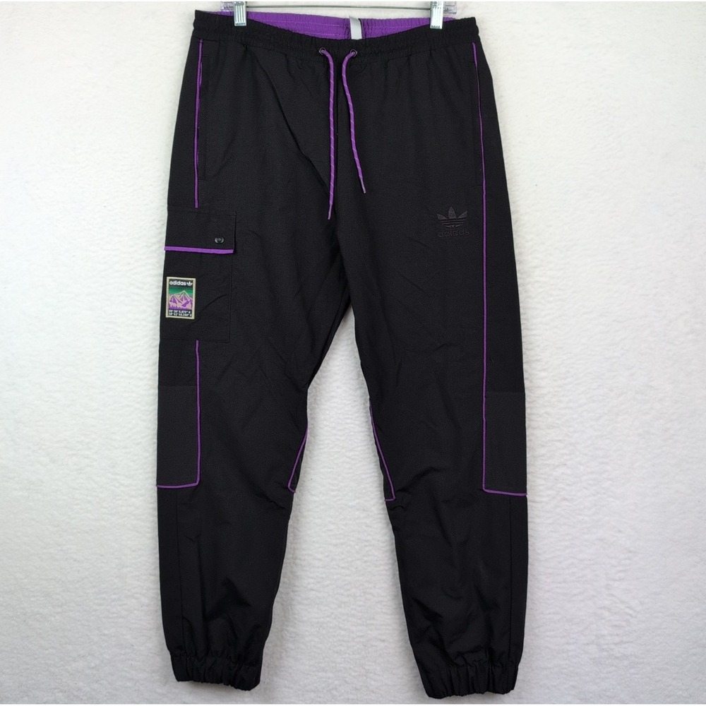 Adidas Originals Adiplore Track Pants Men's Medium Black Purple Jogger Trefoil